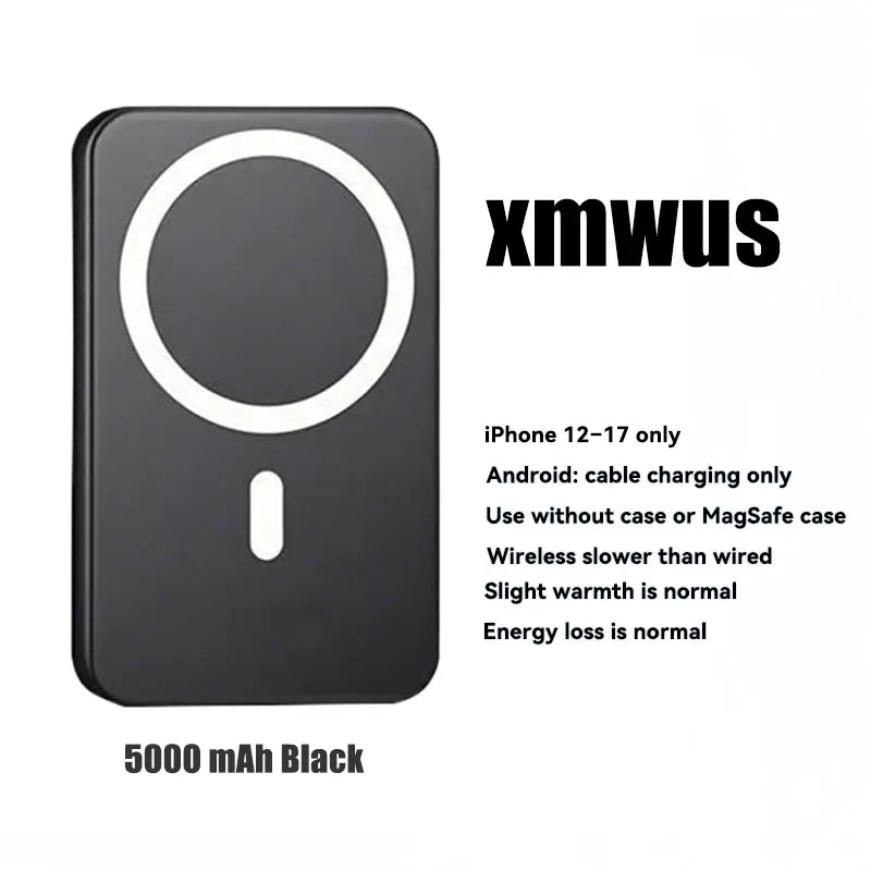 5000Mah Magnetic Power Bank for Iphone 12β17 Series, Works Best with Magsafe Case or No Case, Portable Wireless Charger Summerwins